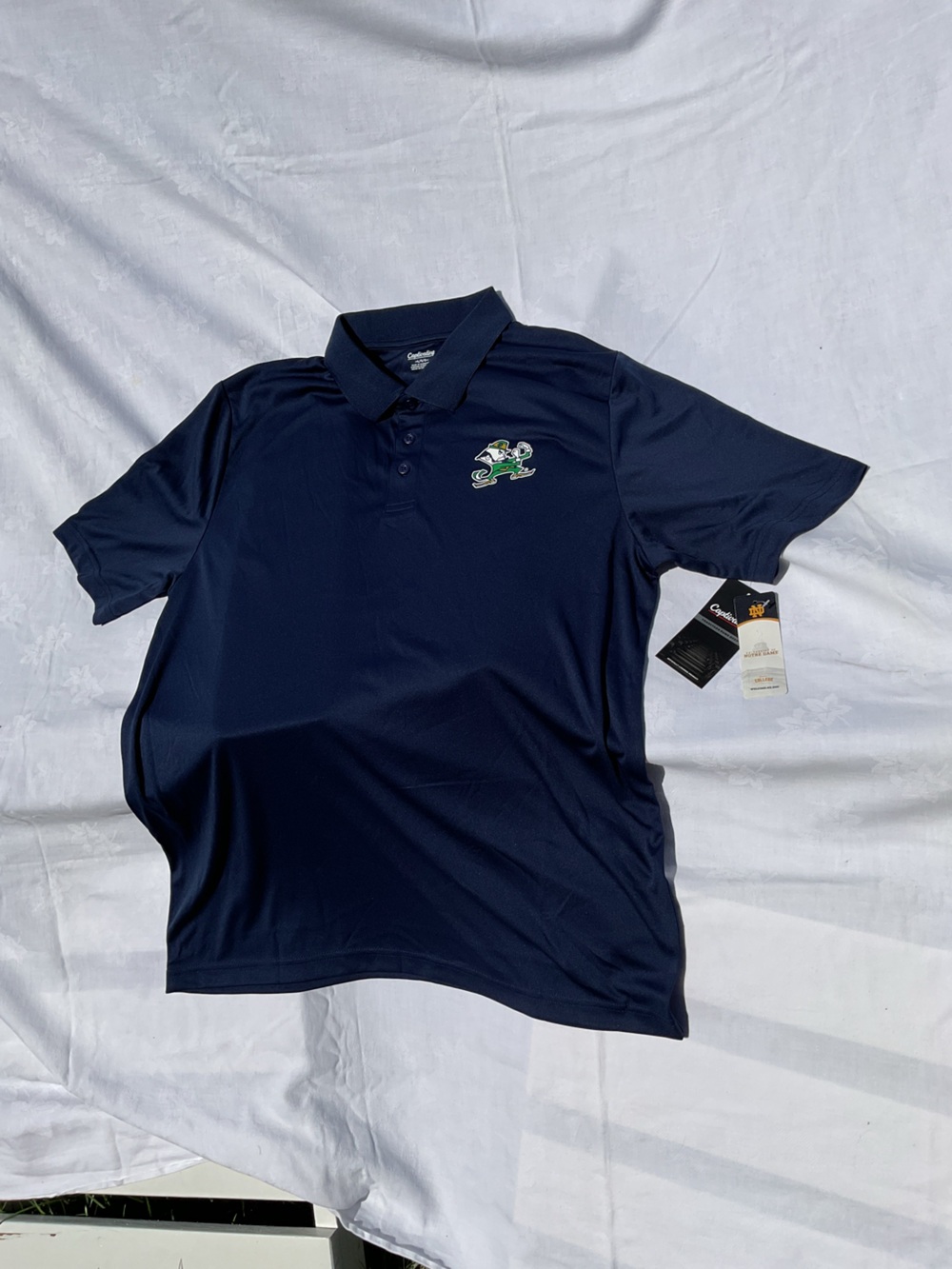 Monet Navy Polo with Green & White Embroidered Crest